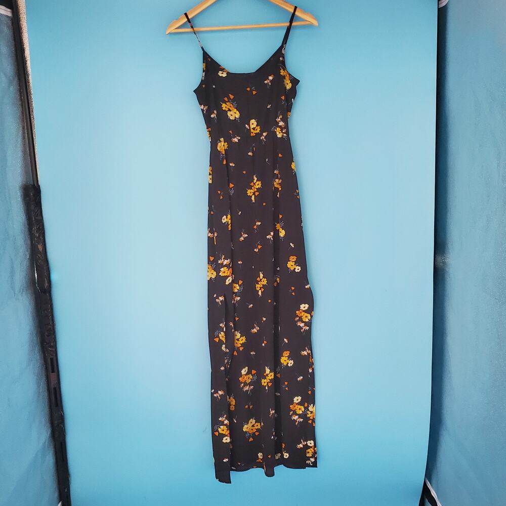 H&M Divided Dress Size 4 Floral Black Maxi Sleeveless - Picture 3 of 7